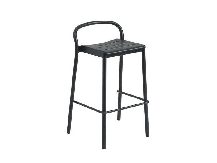 Muuto Linear Steel Barhocker, höhe 75 cm, anthrazit black von Muuto