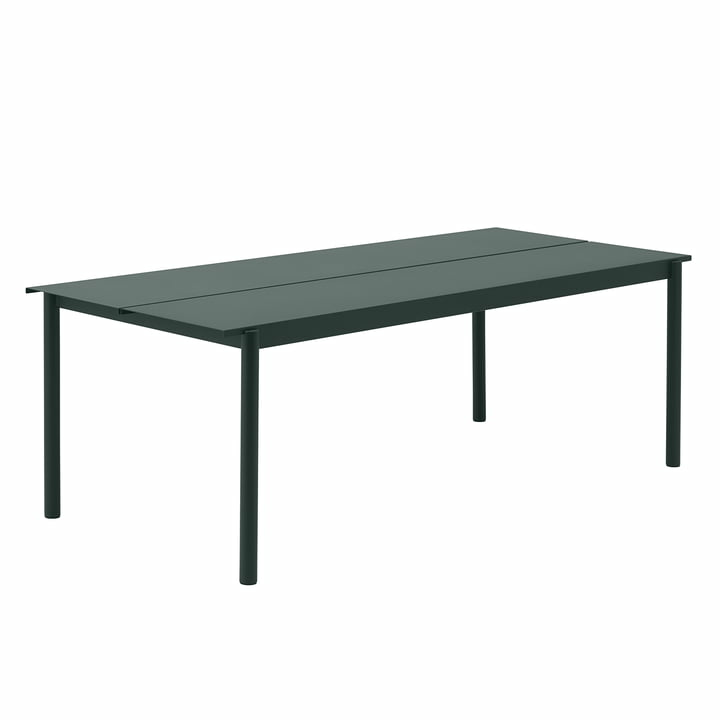 Muuto Linear Steel Outdoor Gartentisch Außentisch Tisch 220 X 90 Cm Dunkelgrün C-Ware von Muuto