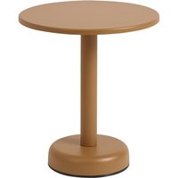 Muuto - Linear Steel Outdoor Kaffeetisch, Ø 42 x H 47 cm, burnt orange RAL 8001 von Muuto