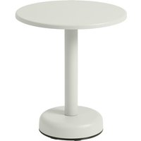 Muuto - Linear Steel Outdoor Kaffeetisch, Ø 42 x H 47 cm, grau RAL 7044 von Muuto