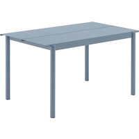 Muuto - Linear Steel Outdoor Gartentisch, 140 x 75 cm, hellblau von Muuto