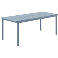 Muuto - Linear Steel Outdoor Gartentisch, 200 x 75 cm, hellblau von Muuto