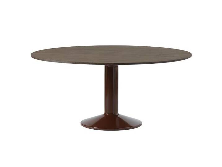 Muuto Midst Tisch, Ø 160 cm, eiche dunkel geölt / dunkelrot von Muuto