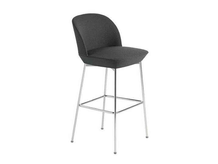 Muuto Oslo Barhocker, höhe 75 cm, twill weave 990 / chrome von Muuto