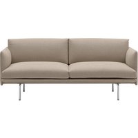 Muuto - Outline Sofa 2-Sitzer, Aluminium poliert / braun (Kvadrat by Sahco Ecriture 240) von Muuto