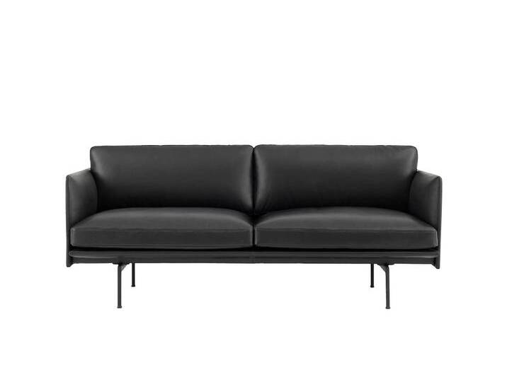 Muuto Outline Sofa 2-Sitzer, refine leder schwarz / schwarz Muuto Outline Sofa 2-Sitzer, refine leder schwarz / schwarz von Muuto