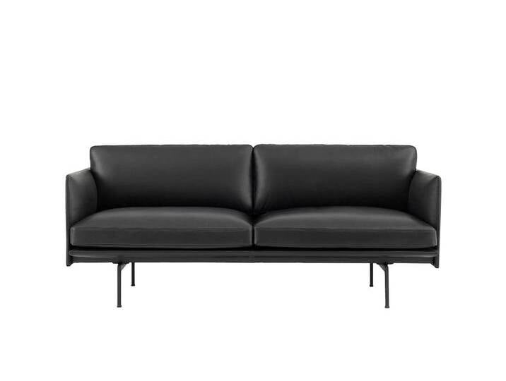 Muuto Outline Sofa 2-Sitzer, refine leder schwarz / schwarz Muuto Outline Sofa 2-Sitzer, refine leder schwarz / schwarz von Muuto