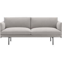 Muuto - Outline Sofa 2-Sitzer, schwarz / greige (Kvadrat by Sahco Clay 12) von Muuto