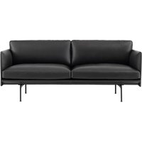 Muuto - Outline Sofa 2-Sitzer, verkehrsschwarz (RAL 9017) / schwarz Refine Leather (EU) von Muuto