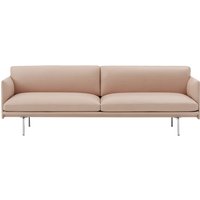 Muuto - Outline Sofa 3-Sitzer, beige Refine Leder / Aluminium poliert (EU) von Muuto
