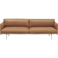 Muuto - Outline Sofa 3-Sitzer, cognac Refine Leder / Aluminium poliert von Muuto