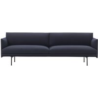 Muuto - Outline Sofa 3-Sitzer, dunkelblau (Vidar 554) / schwarz von Muuto