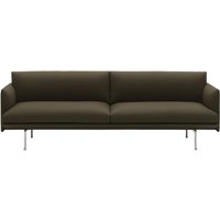 Muuto - Outline Sofa 3-Sitzer, dunkelgrün (Divina 984) / Aluminium poliert von Muuto