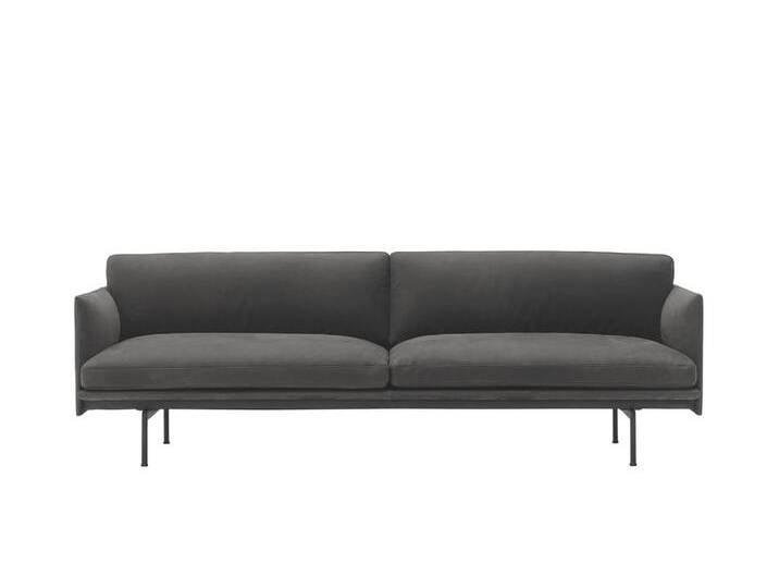 Muuto Outline Sofa 3-Sitzer, grace leder grau / schwarz Muuto Outline Sofa 3-Sitzer, grace leder grau / schwarz von Muuto