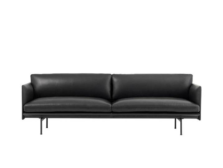 Muuto Outline Sofa 3-Sitzer, refine leder schwarz / schwarz Muuto Outline Sofa 3-Sitzer, refine leder schwarz / schwarz von Muuto