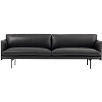 Muuto - Outline Sofa 3-Sitzer, schwarz Refine Leder / schwarz von Muuto
