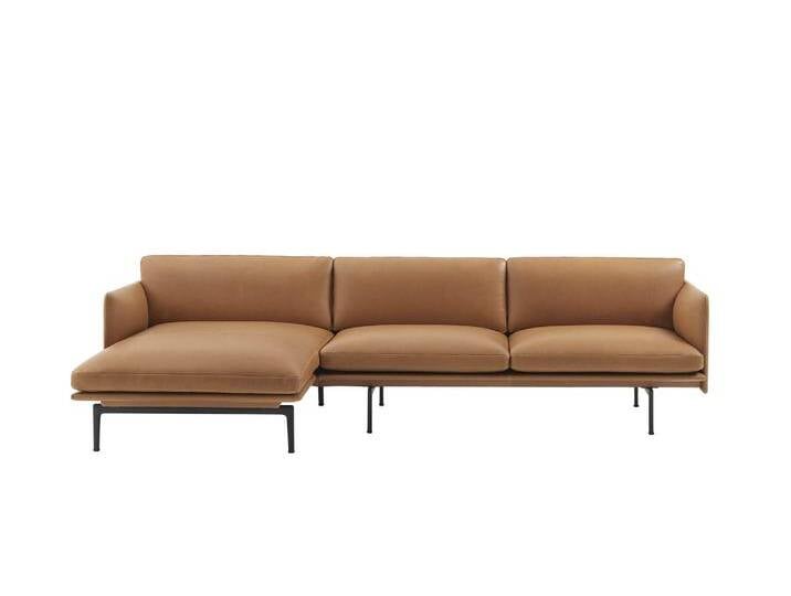Muuto Outline Sofa Chaise Longue, links, refine leder cognac / schwarz Muuto Outline Sofa Chaise Longue, links, refine leder cognac / schwarz von Muuto