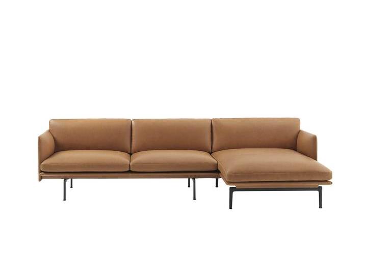 Muuto Outline Sofa Chaise Longue, rechts, refine leder cognac / schwarz Muuto Outline Sofa Chaise Longue, rechts, refine leder cognac / schwarz von Muuto