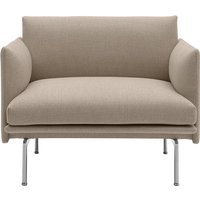 Muuto - Outline Studio Sessel, Aluminium poliert / braun (Kvadrat by Sahco Ecriture 240) von Muuto