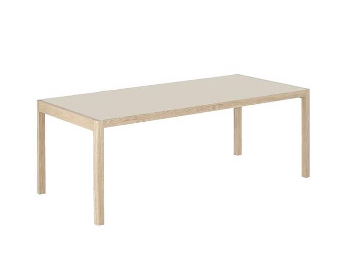 Muuto Workshop Tisch, 200 x 92 cm, warm grey linoleum / eiche natur von Muuto