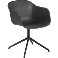 Stuhl Fiber Armchair Swivel Base recycelt schwarz von Muuto