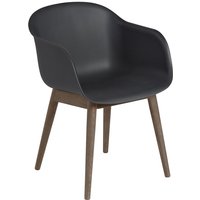 Stuhl Fiber Armchair Wood Base schwarz/ dunkelbraun gefärbt von Muuto