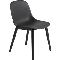 Stuhl Fiber Side Chair Wood Base schwarz von Muuto
