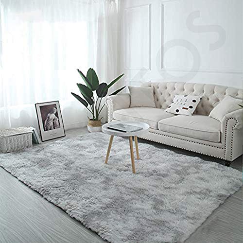 Muutos Flauschige Hochflor Teppiche 150x210cm, Lammfell Teppich, Robust Qualität, Anti Rutsch, für Wohnzimmer, Schlafzimmmer, Kinderzimmer, Esszimme - Hellgrau von Muutos