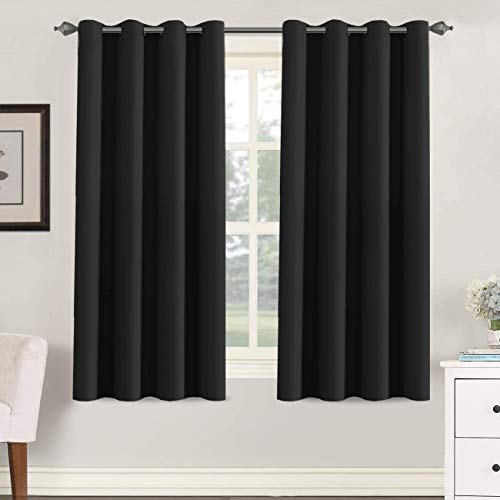 Muutos Vorhänge Wohnzimmer, Ösen Schal Vorhang, Blickdicht Thermo Schalldämmend, für Wohnzimmer Schlafzimmer Küche, H 200 x B 120cm, Schwarz von Muutos