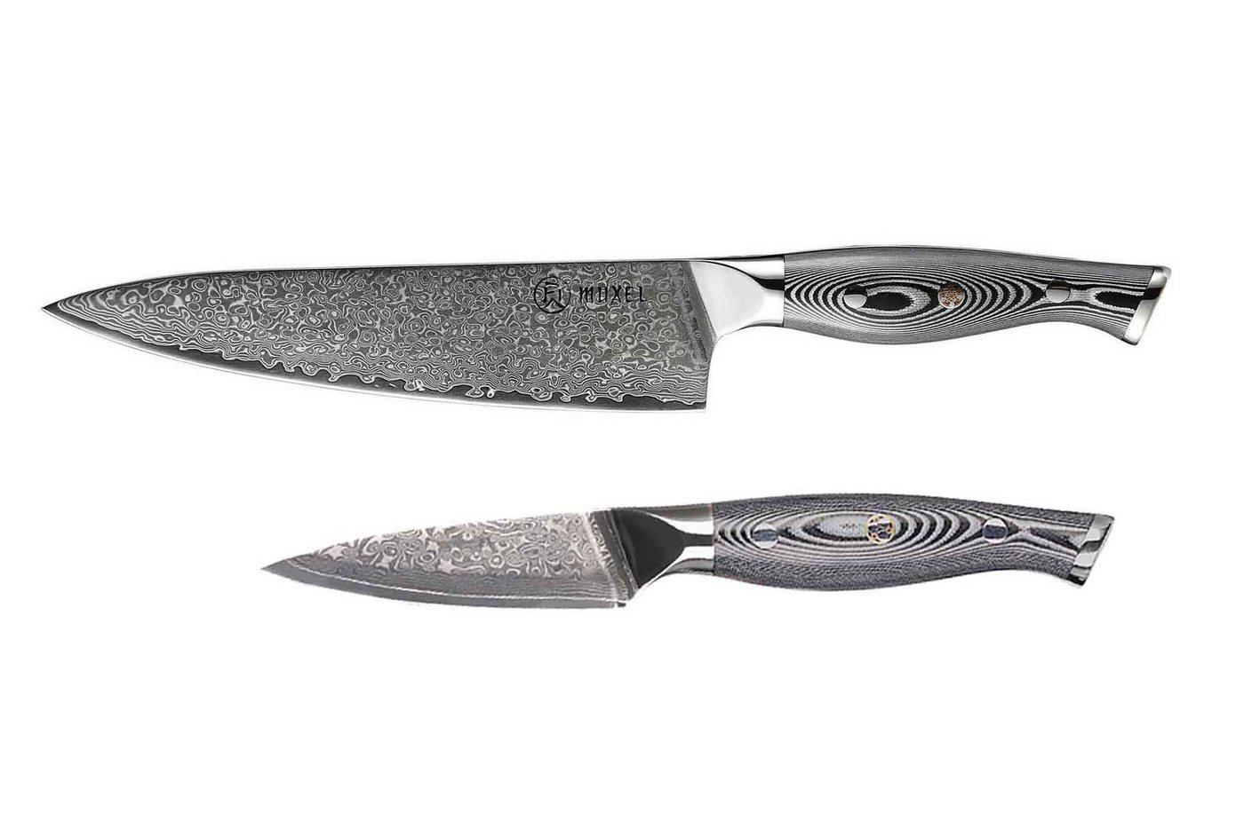 Muxel Allzweckmesser Elegantes Damast Messer Set Edelstahl – Kochmesser Obstmesser - extra von Muxel