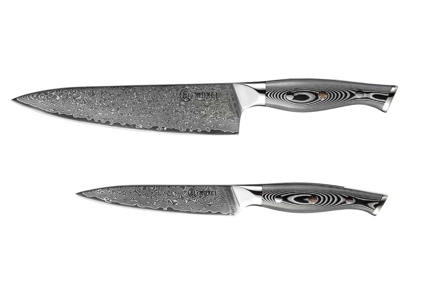 Muxel Gemüsemesser 2-tlg Messer Set Damast V10 Edelstahl 62 Lagen Kochmesser und Gemüseme von Muxel