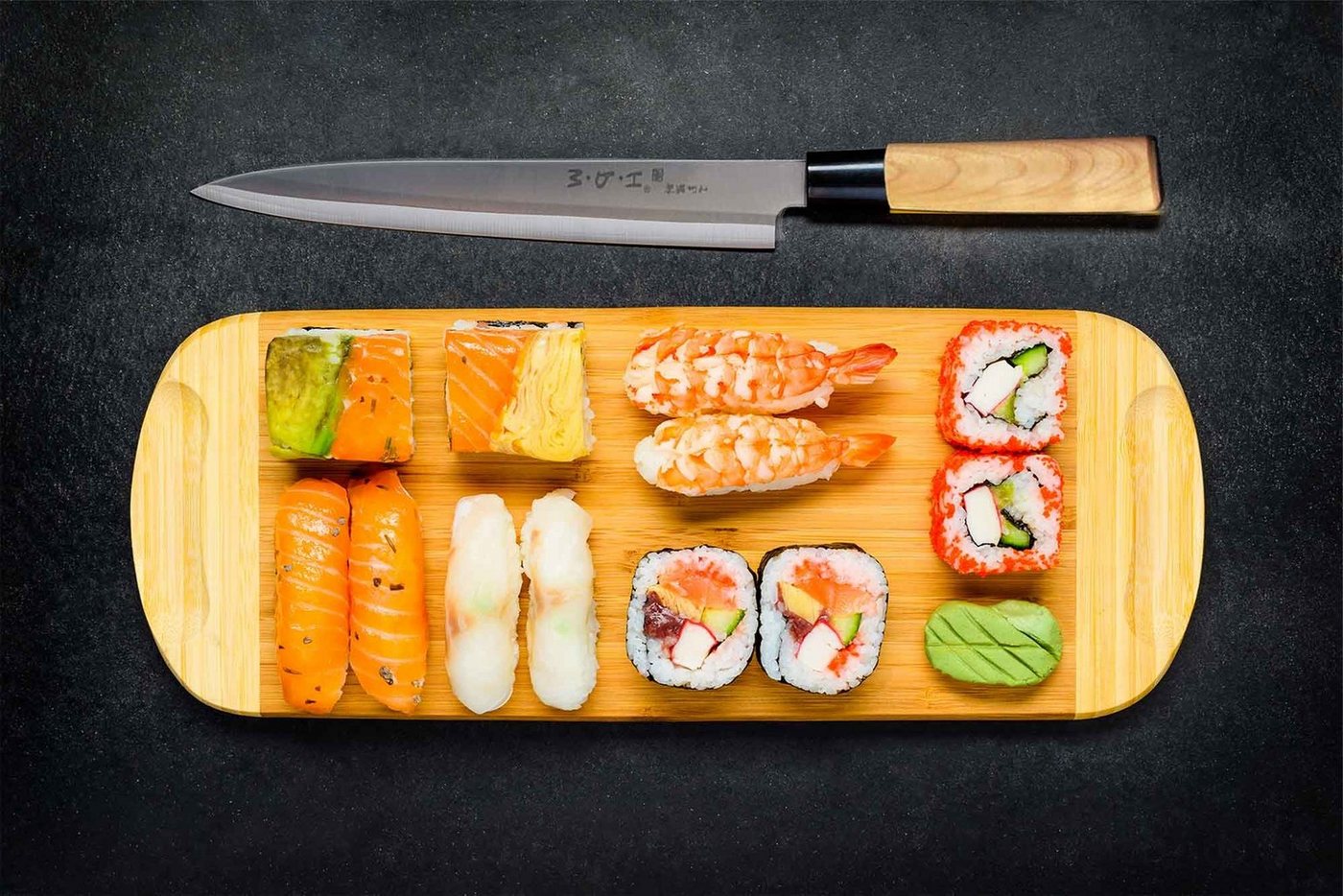 Muxel Kochmesser Ein Messer viele Namen Sashimi Sushi Yanagiba, einseitig geschliffen von Muxel