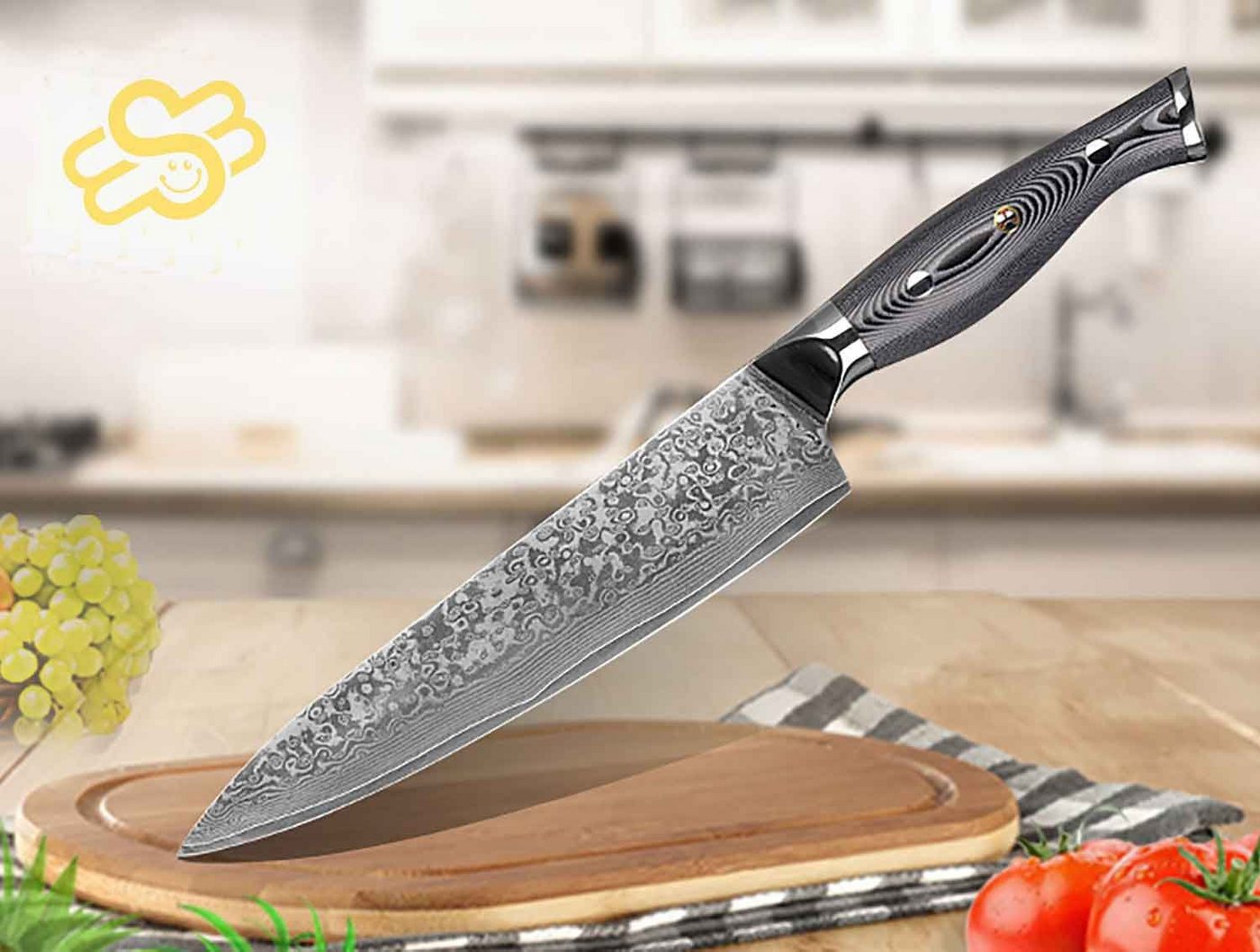Muxel Kochmesser Kochmesser Küchenmesser Carbon Damast-Klinge Damastmesser Messer 62 von Muxel