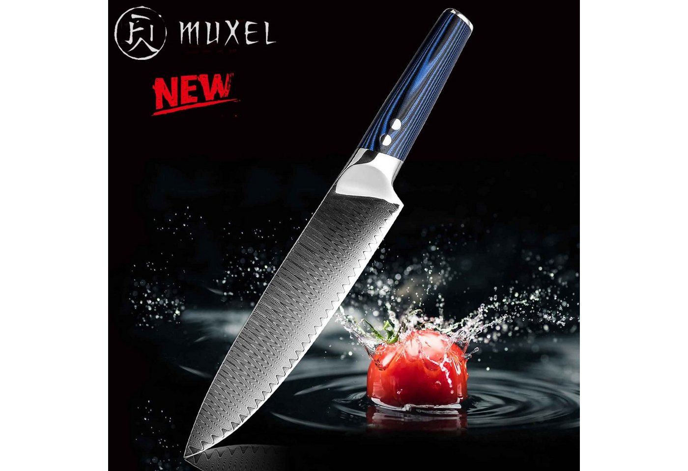 Muxel Kochmesser The Blue Kinfe, das blaue Messer: Kochmesser oder Universalmesser, extra scharf von Muxel