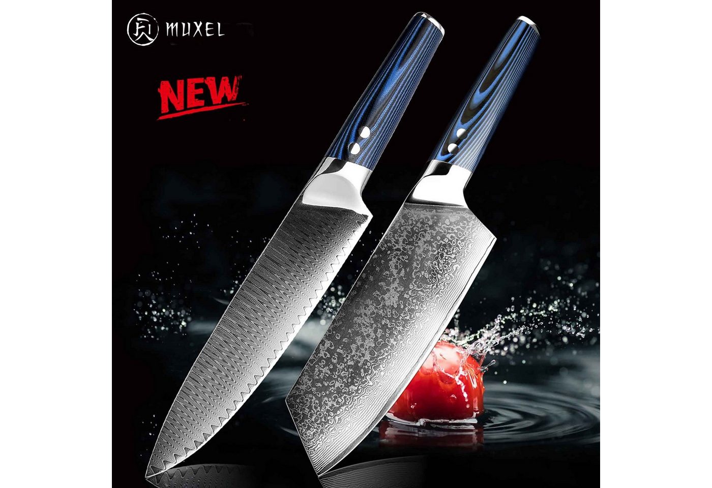 Muxel Messer-Set The Blue Knife Das Blaue Messer-Set (2 Messer Metzgermesser und Kochmesser, 2-tlg), extra scharf von Muxel