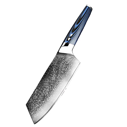 The Blue Knife Das Blaue Messer Metzgermesser und Hackmesser sehr scharf Damaszener Stahl von Muxel