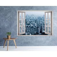 Bangkok Stadt Ansicht Fenster 3D Wand Aufkleber Kunst Abnehmbare Tapete Wandbild Vinyl Home Dekor von MuyayoStudio
