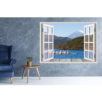 Berg Seenlandschaft Ansicht Fenster 3D Wand Aufkleber Kunst Abnehmbare Tapete Wandbild Vinyl Home Dekor von MuyayoStudio