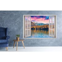Bohinj See Slowenien Ansicht Fenster 3D Wand Aufkleber Kunst Abnehmbare Tapete Wandbild Vinyl Home Dekor von MuyayoStudio