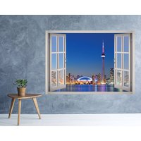 Downtown Toronto Kanada Nacht Ansicht Fenster 3D Wand Aufkleber Kunst Abnehmbare Tapete Skyline Wandbild Vinyl Home Dekor von MuyayoStudio