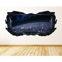Erde Lichter Anzeigen 3D Raumschiff Fenster Wand Aufkleber - Lights Aus Wandkunst Peel & Stick Abnehmbar Und Repositionierbar von MuyayoStudio