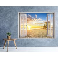 Hawaii Beach View Fenster 3D Wand Aufkleber Kunst Abnehmbare Tapete Wandbild Vinyl-strandhaus Dekor von MuyayoStudio