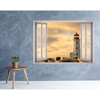 Leuchtturm Blick Fenster 3D Wand Aufkleber Kunst Abnehmbare Strand Tapete Wandbild Vinyl Home Dekor Leuchtturm Blick Fenster 3D Wand Aufkleber Kunst Abnehmbare Strand Tapete Wandbild Vinyl Home Dekor von MuyayoStudio