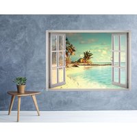 Malediven Strandurlaub Anzeigen Fenster 3D Wand Aufkleber Kunst Abnehmbar Die Tapete Wandbild Vinyl Home Dekor von MuyayoStudio