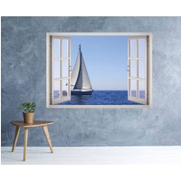 Ozean View - Segel Boot Szene Wandtattoo Aufkleber 3D Fenster Wand Natur Rahmen Kunst Home Decor Ozean View - Segel Boot Szene Wandtattoo Aufkleber 3D Fenster Wand Natur Rahmen Kunst Home Decor von MuyayoStudio