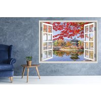 Seoul Südkorea Ansicht Fenster 3D Wand Aufkleber Kunst Abnehmbare Tapete Wandbild Vinyl Home Decor von MuyayoStudio