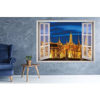 stadt Von Bangkok Ansicht Fenster 3D Wand Aufkleber Kunst Abnehmbare Tapete Wandbild Vinyl Home Dekor von MuyayoStudio