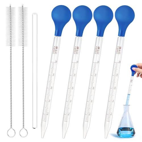 Muyohix 4 Stück Glas Pipette Dropper 10ml, Glaspipette Tropfpipette mit Glas Rührstab und Bürsten, Transfer Pipetten Measuring Pipettierer, Flüssigkeiten Messpipette für Labor Medizin Schule Muyohix 4 Stück Glas Pipette Dropper 10ml, Glaspipette Tropfpipette mit Glas Rührstab und Bürsten, Transfer Pipetten Measuring Pipettierer, Flüssigkeiten Messpipette für Labor Medizin Schule von Muyohix