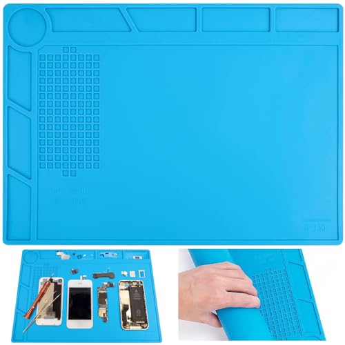 Muyohix Lötmatte Silikon 500℃ Hitzebeständige, 35 x 25 cm Magnetische Lötmatte, Arbeitsmatte, Soldering Mat, Werkbankmatte für Lötarbeiten, Reparatur-Matte für Elektronik, Löten, Telefon, iPad, Uhren von Muyohix