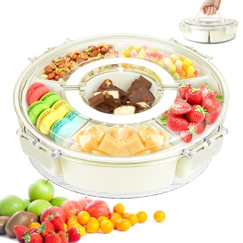 Muyohix Snackbox mit Fächern, Runder Snackteller mit Deckel und Griff, Drehbare Snackschale Kinder, Snack Spinner Snackteller Organizer Große Aufbewahrungsbox für Snacks Süßigkeiten Nüsse Obst Gewürze Muyohix Snackbox mit Fächern, Runder Snackteller mit Deckel und Griff, Drehbare Snackschale Kinder, Snack Spinner Snackteller Organizer Große Aufbewahrungsbox für Snacks Süßigkeiten Nüsse Obst Gewürze von Muyohix